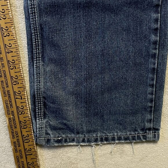 Yaso Brand Jeans Men 32 x 33 Blue Y2K Straight Distressed Studded Pockets Grunge - Picture 9 of 16